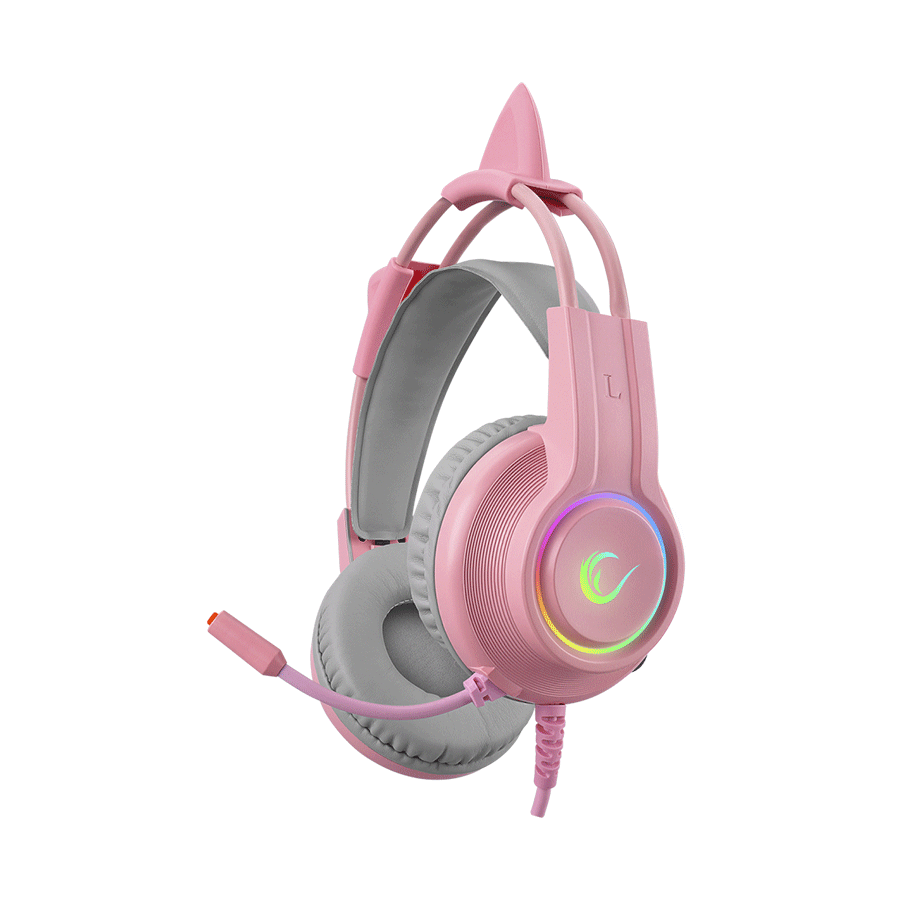 Slušalice sa mikrofonom gaming RAMPAGE RM-K91 X-CATTY Pink USB 7.1 Version RGB Gaming Headset