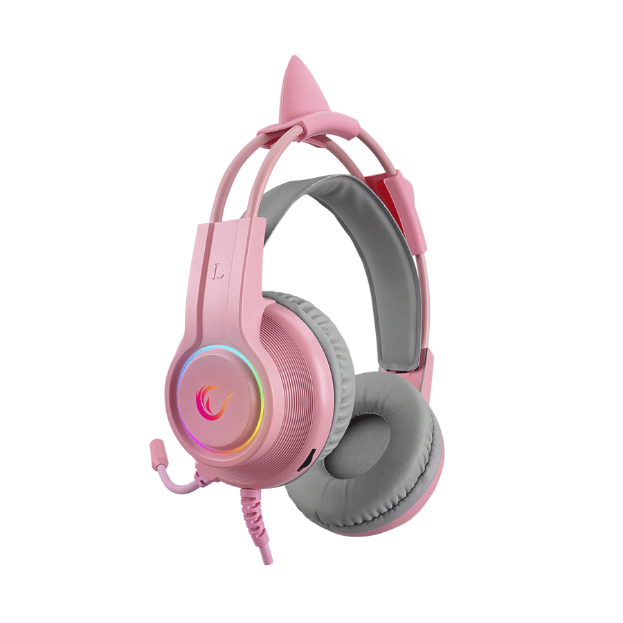 Slušalice sa mikrofonom gaming RAMPAGE RM-K91 X-CATTY Pink USB 7.1 Version RGB Gaming Headset - Image 2