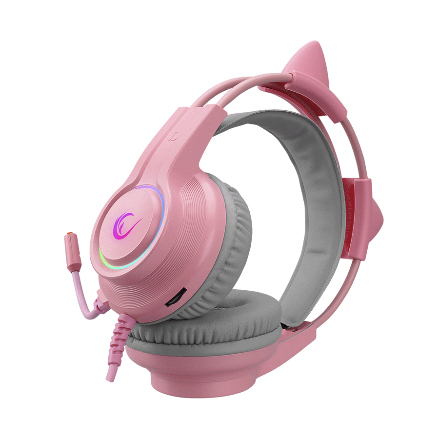 Slušalice sa mikrofonom gaming RAMPAGE RM-K91 X-CATTY Pink USB 7.1 Version RGB Gaming Headset - Image 4