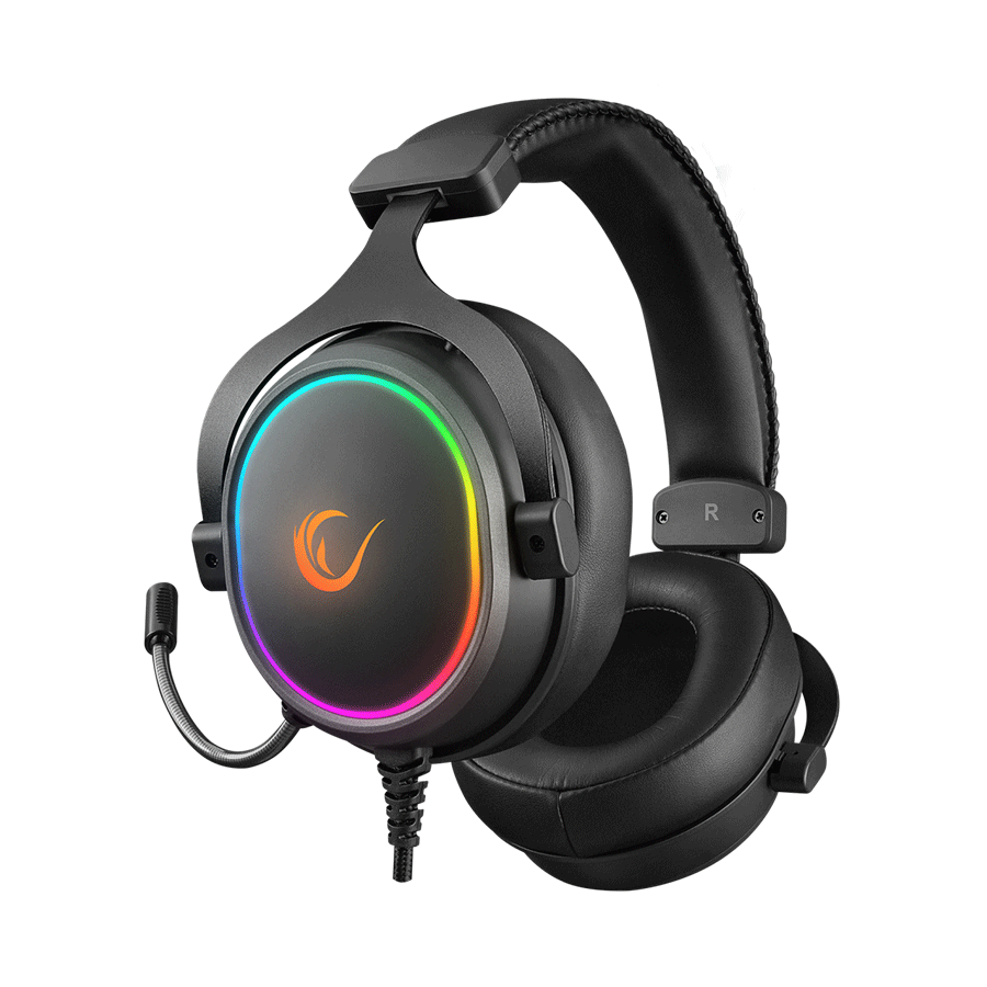 Slušalice sa mikrofonom gaming RAMPAGE ONYX-S Black USB 7.1 Version RGB Led Headset on line led and volume Controller - Image 2