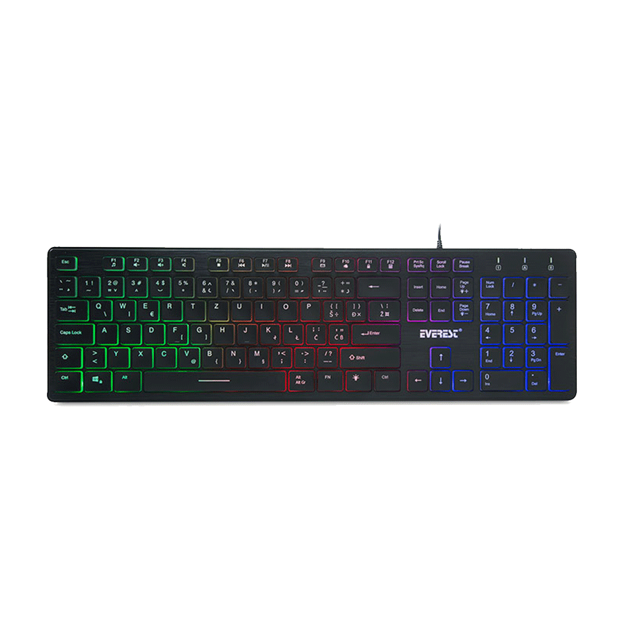 Tastatura Everest KB-840 Black Color Backlit USB, BiH layout