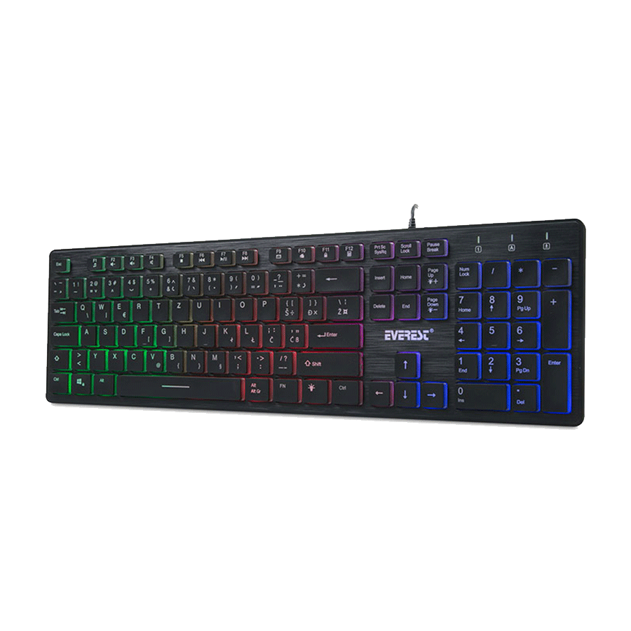 Tastatura Everest KB-840 Black Color Backlit USB, BiH layout - Image 2