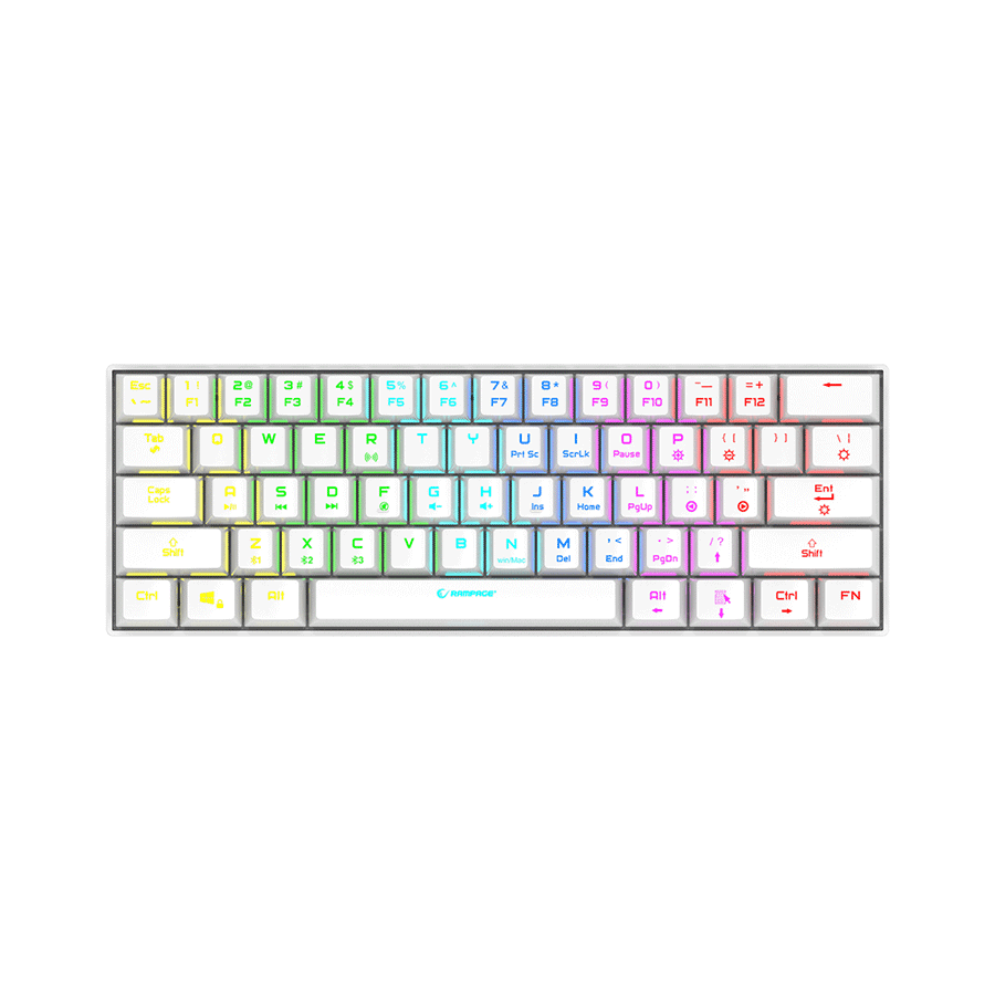 Tastatura gaming RAMPAGE KB-RX63 B-ATOM White Bluetooth RGB Backlight RED SWITCH US Layout 63 Mini - Image 2