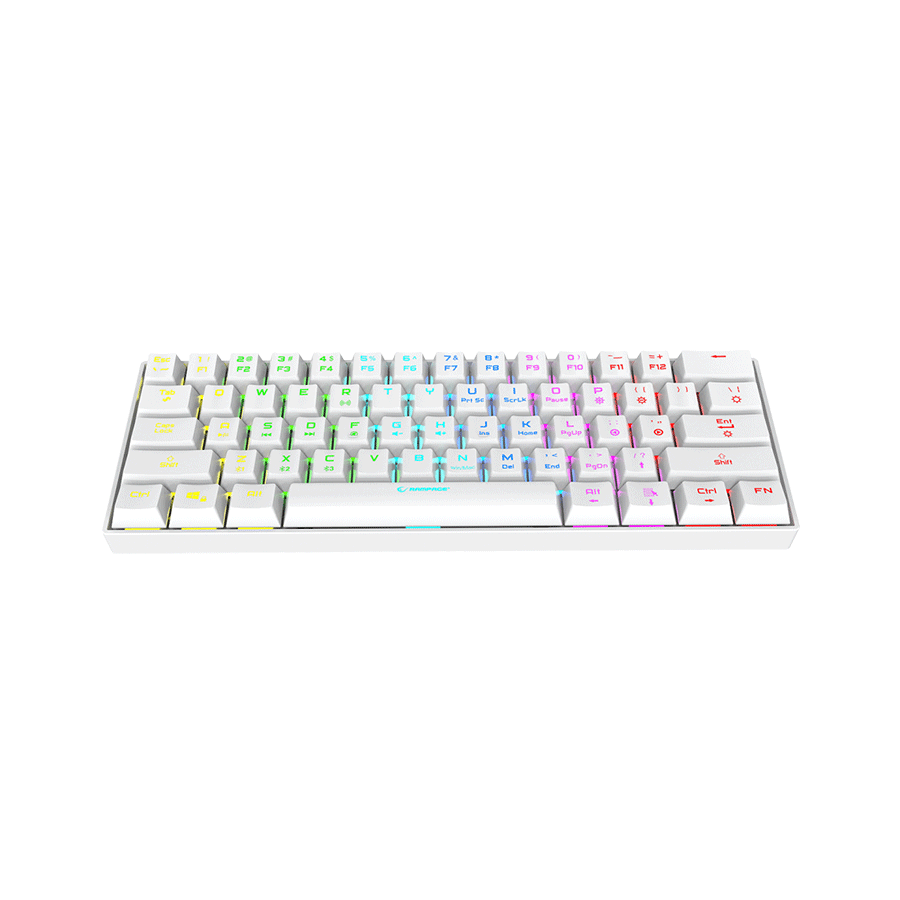 Tastatura gaming RAMPAGE KB-RX63 B-ATOM White Bluetooth RGB Backlight RED SWITCH US Layout 63 Mini - Image 4