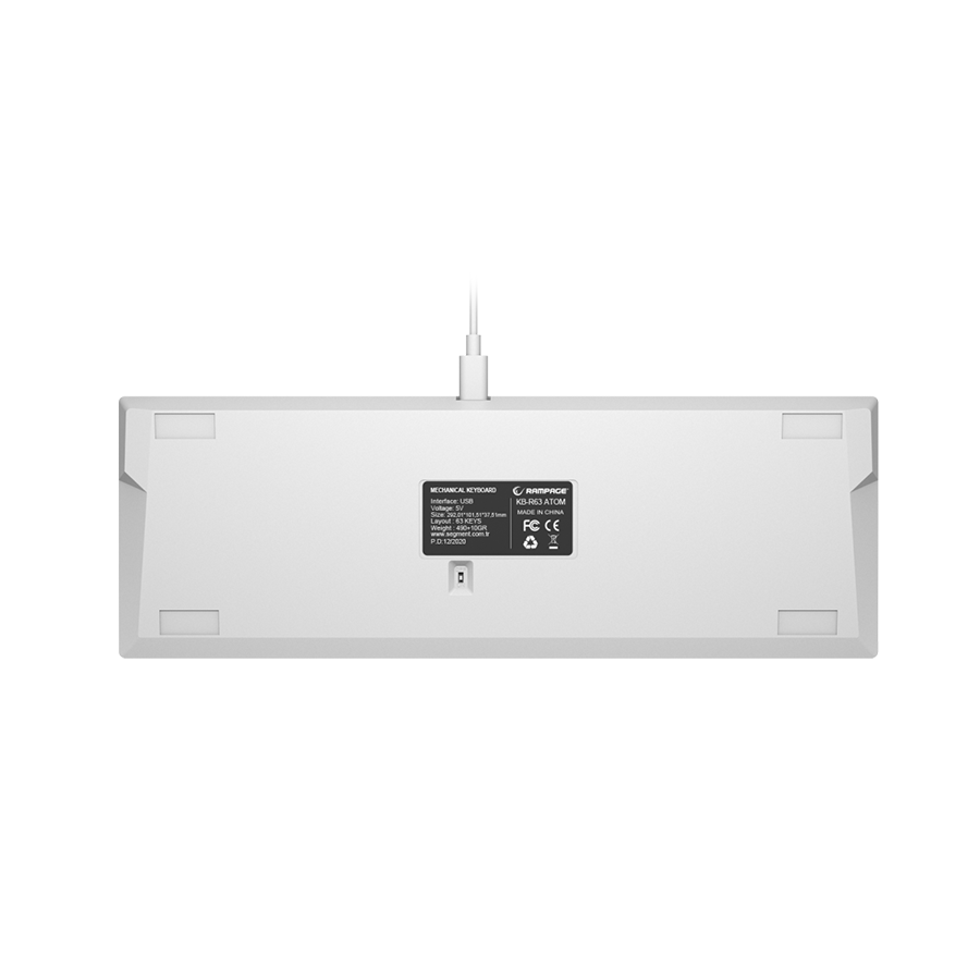 Tastatura gaming RAMPAGE KB-RX63 B-ATOM White Bluetooth RGB Backlight RED SWITCH US Layout 63 Mini - Image 5
