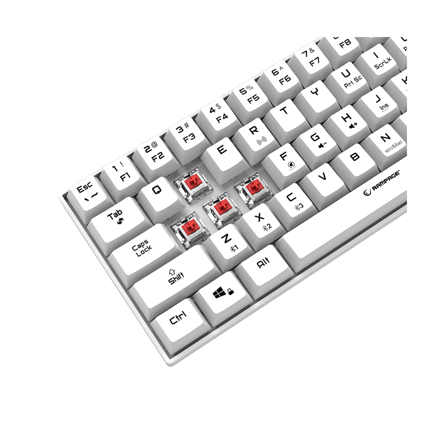 Tastatura gaming RAMPAGE KB-RX63 B-ATOM White Bluetooth RGB Backlight RED SWITCH US Layout 63 Mini - Image 6