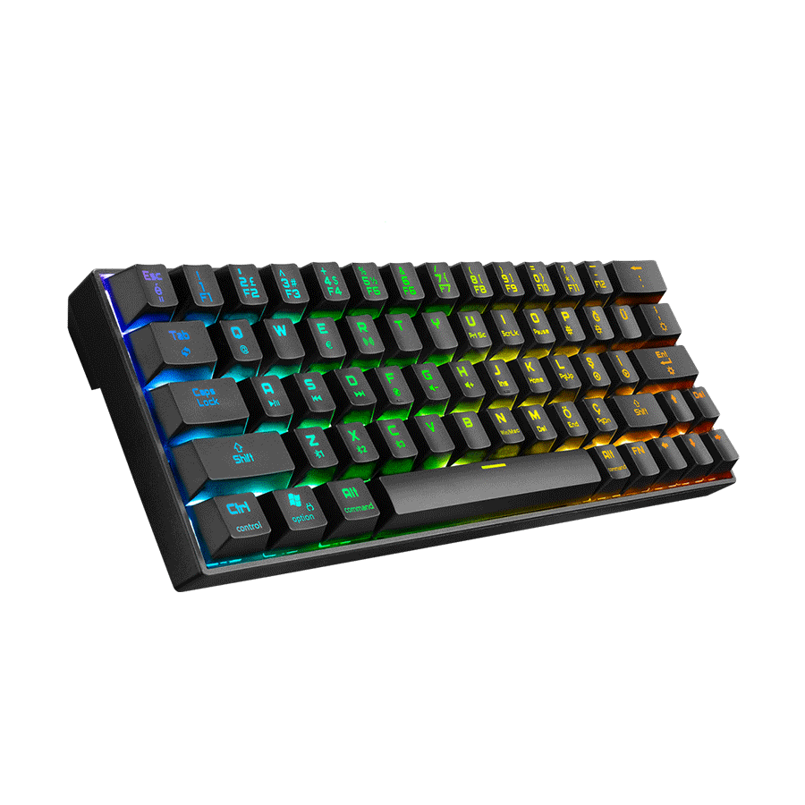Tastatura gaming RAMPAGE KB-RX63 B-ATOM Black Bluetooth RGB Backlight RED SWITCH US Layout 63 Mini