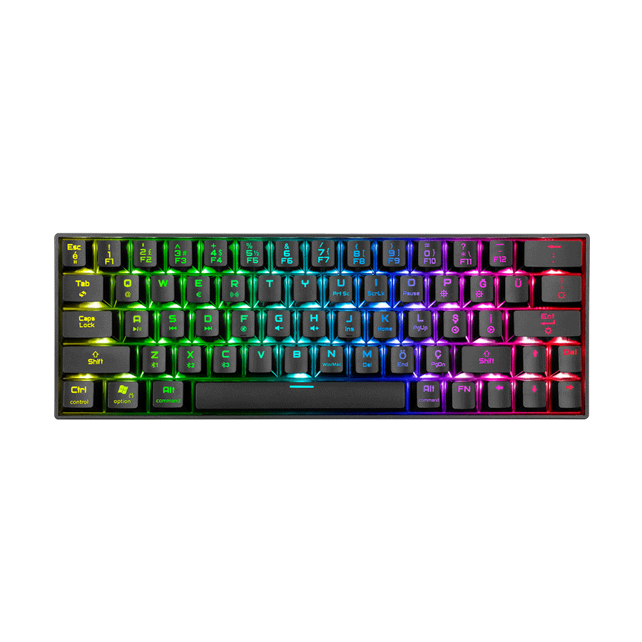 Tastatura gaming RAMPAGE KB-RX63 B-ATOM Black Bluetooth RGB Backlight RED SWITCH US Layout 63 Mini - Image 2