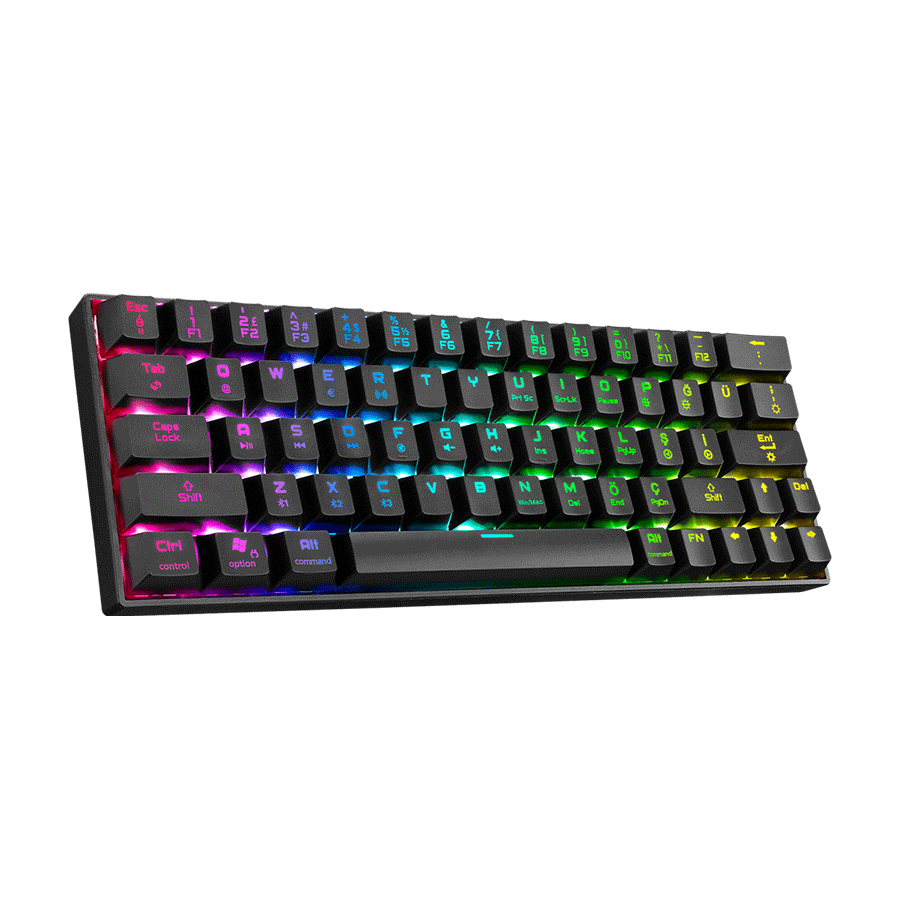 Tastatura gaming RAMPAGE KB-RX63 B-ATOM Black Bluetooth RGB Backlight RED SWITCH US Layout 63 Mini - Image 3