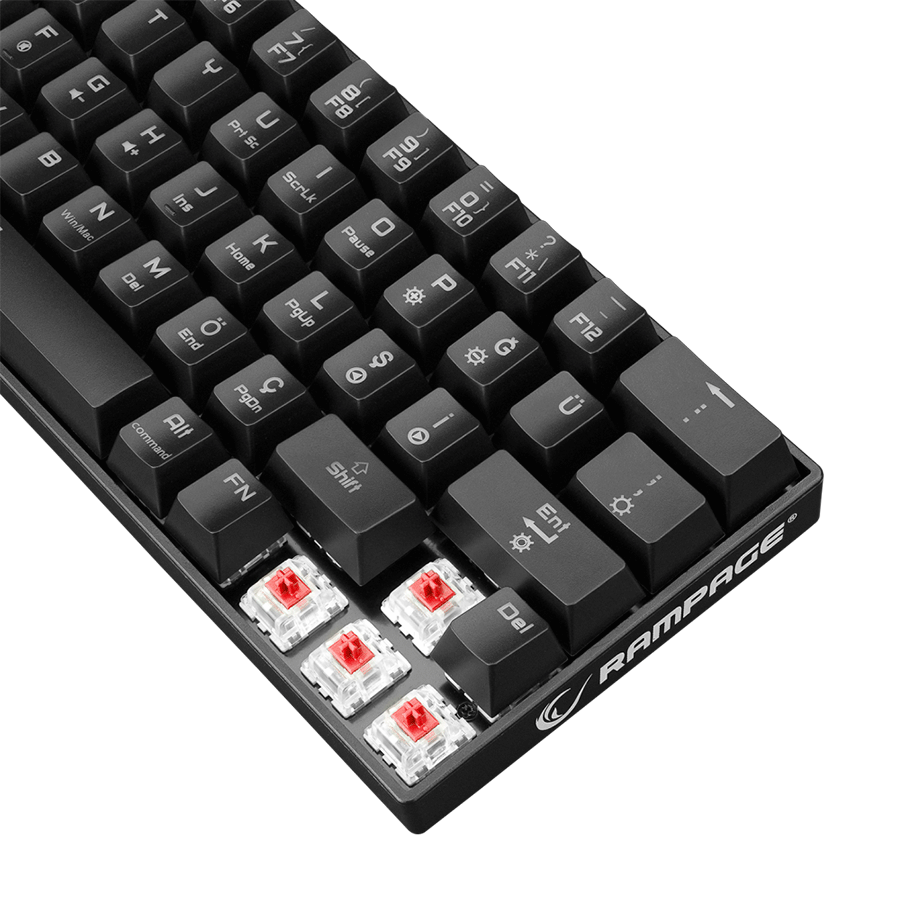 Tastatura gaming RAMPAGE KB-RX63 B-ATOM Black Bluetooth RGB Backlight RED SWITCH US Layout 63 Mini - Image 7