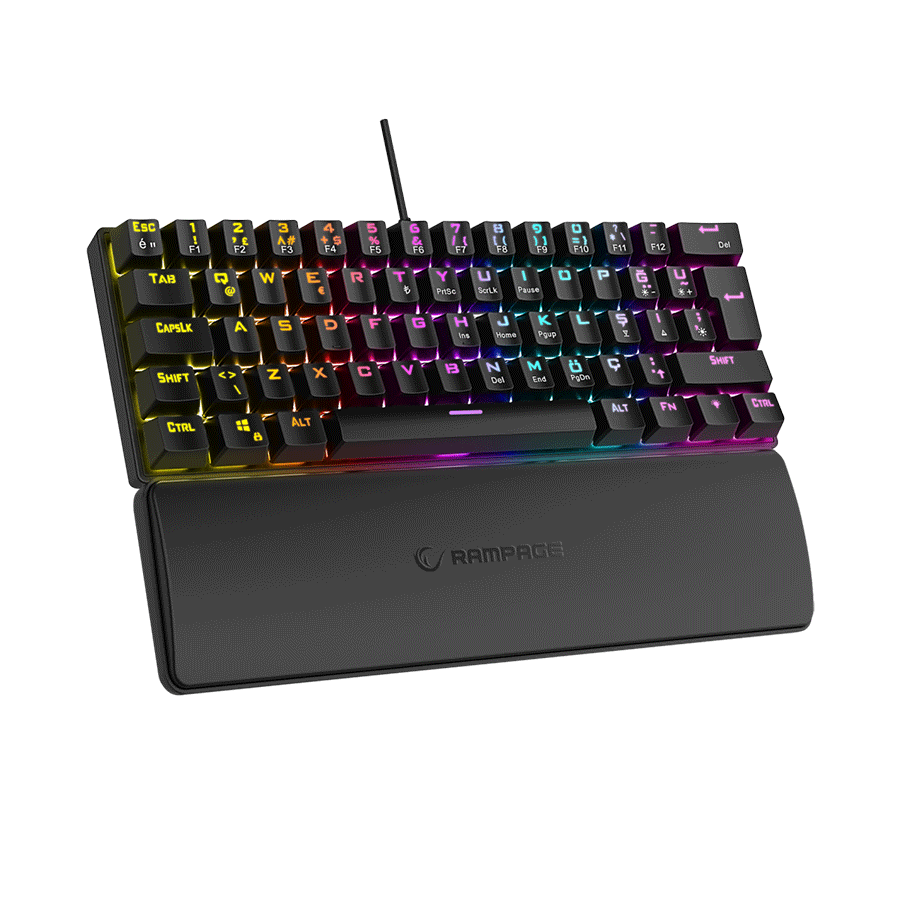 Tastatura gaming RAMPAGE PLOWER K60 Black US Layout Wrist Support Blue Switch Gaming Keyboard