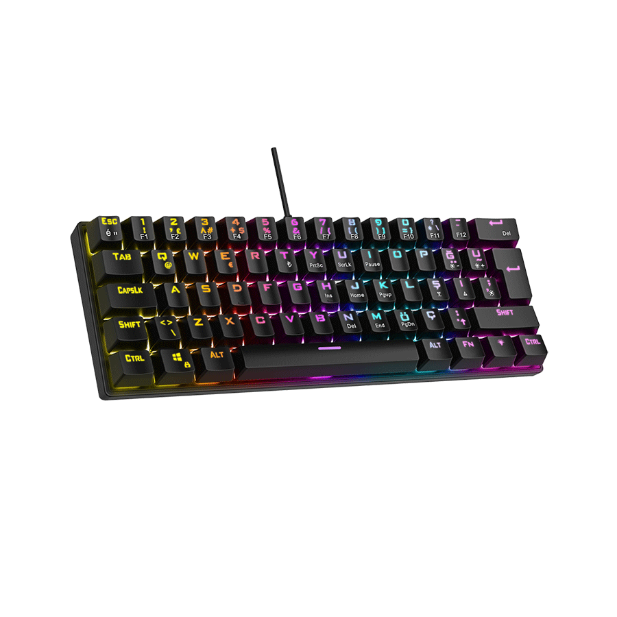 Tastatura gaming RAMPAGE PLOWER K60 Black US Layout Wrist Support Blue Switch Gaming Keyboard - Image 2