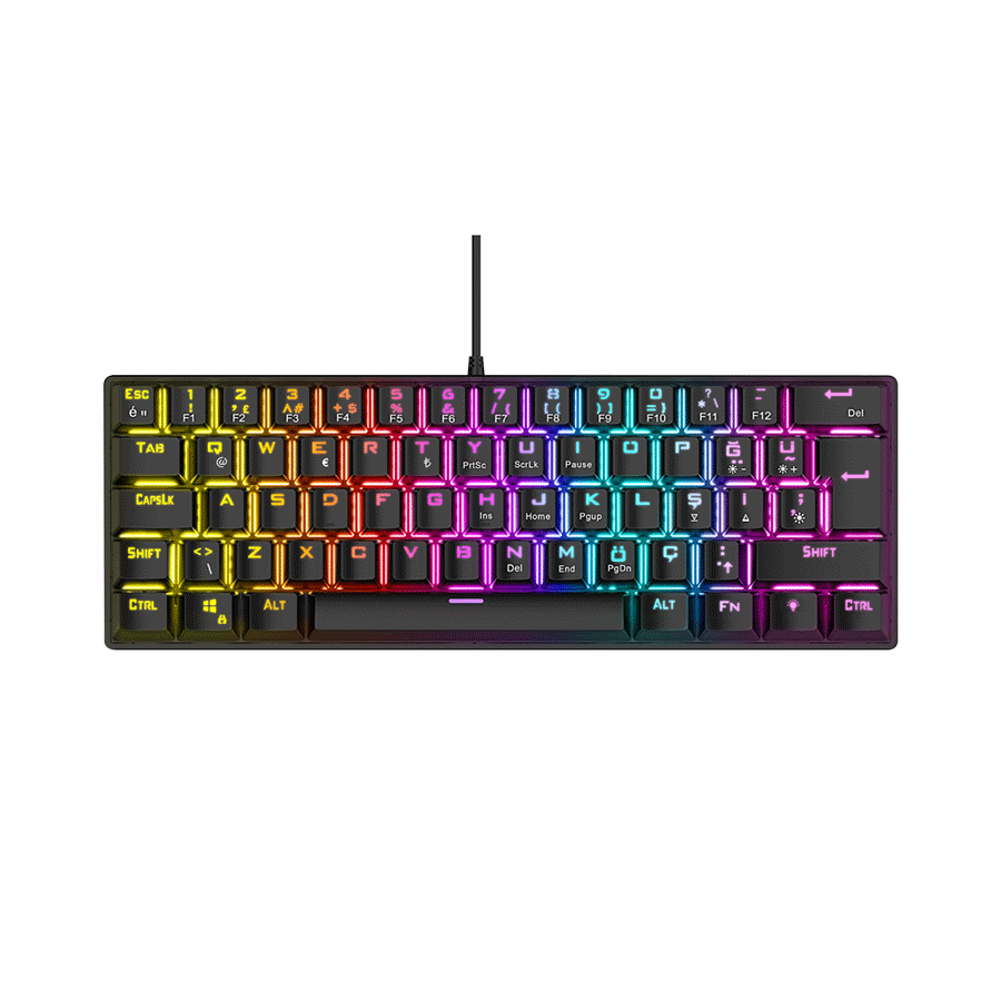 Tastatura gaming RAMPAGE PLOWER K60 Black US Layout Wrist Support Blue Switch Gaming Keyboard - Image 3