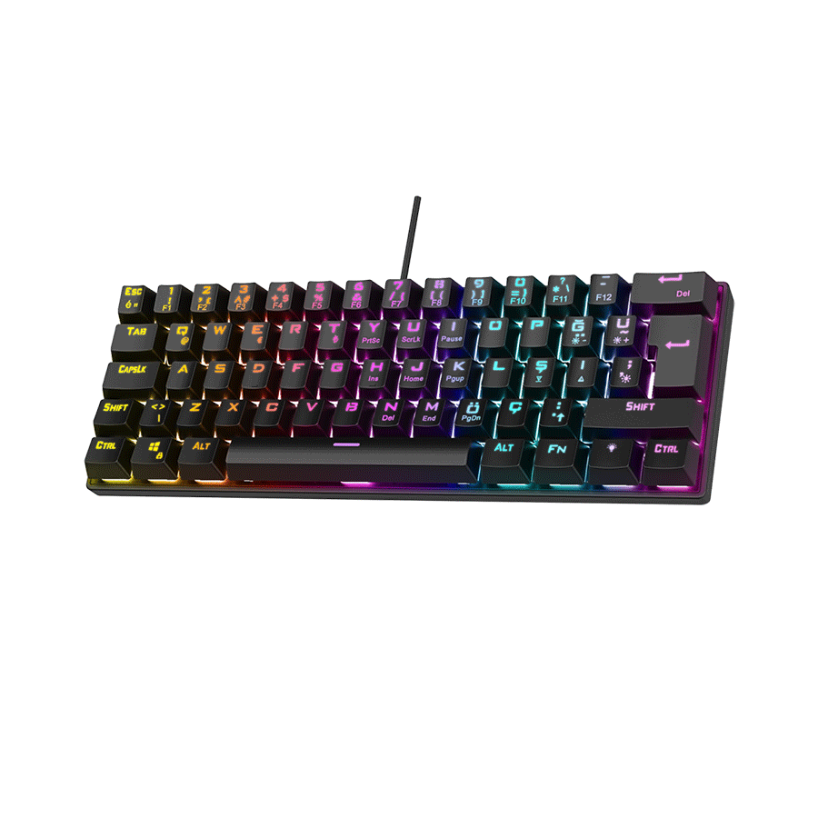 Tastatura gaming RAMPAGE PLOWER K60 Black US Layout Wrist Support Blue Switch Gaming Keyboard - Image 4