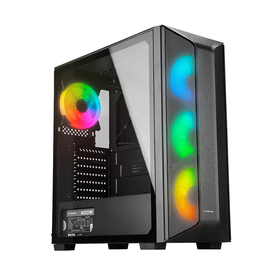Kucište gaming RAMPAGE HYDRA V2 BLACK Tempered Glass Type-C+USB3.0 4*ARGB Infinity Fan+Hub E-ATX Exclusive Gaming