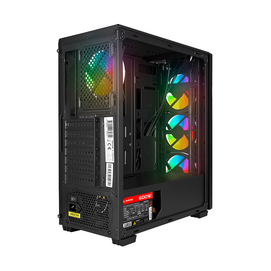 Kucište gaming RAMPAGE HYDRA V2 BLACK Tempered Glass Type-C+USB3.0 4*ARGB Infinity Fan+Hub E-ATX Exclusive Gaming - Image 3