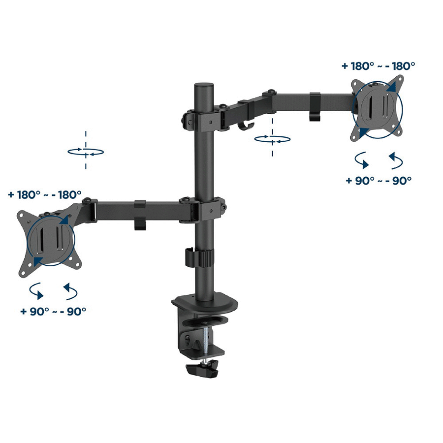 NOSAČ ZA DVA MONITORA GEMBIRD MA-D2-03, montaža na stol, tilt, swivel), 17”-32”, up to 9 kg - Image 3