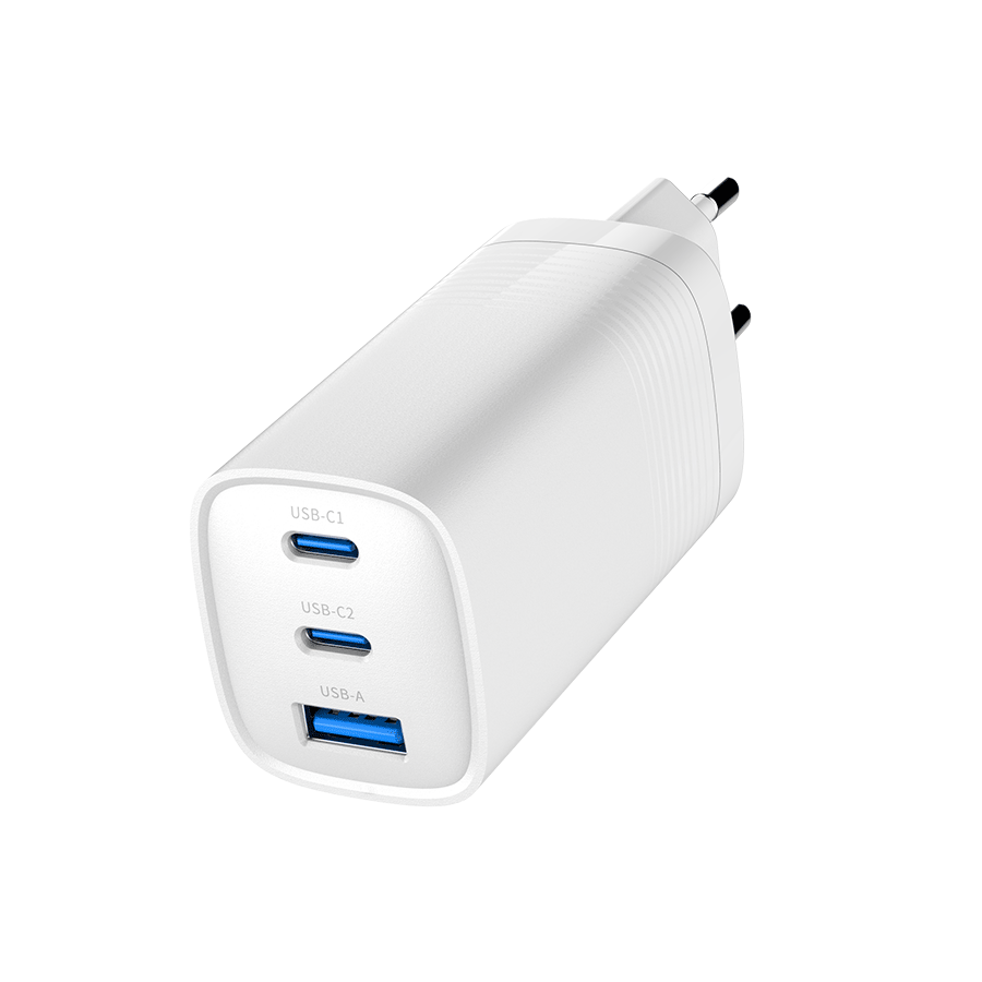 USB punjač 2xType-C + 1xUSB-A fast charger, 65W PD, white GEMBIRD, TA-UC-PDQC65-01-W - Image 4