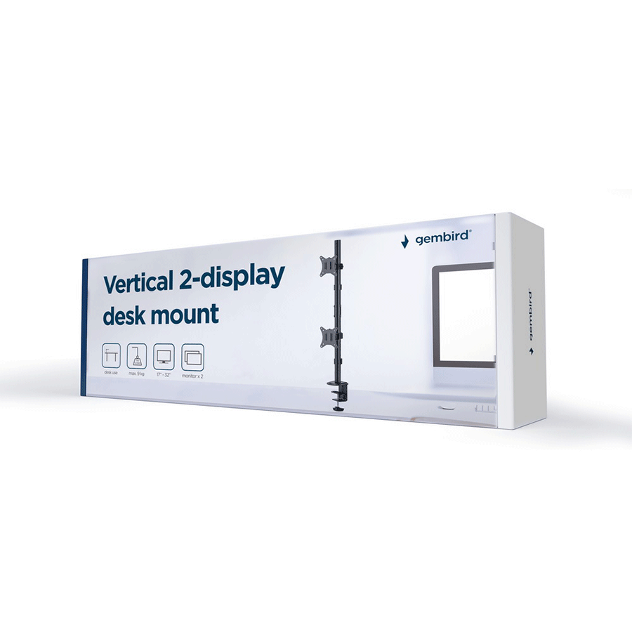 NOSAČ ZA DVA MONITORA VERTIKALNI GEMBIRD MA-D2-02, montaža na stol, (rotate, tilt, swivel), 17”-32”, up to 9 kg - Image 13