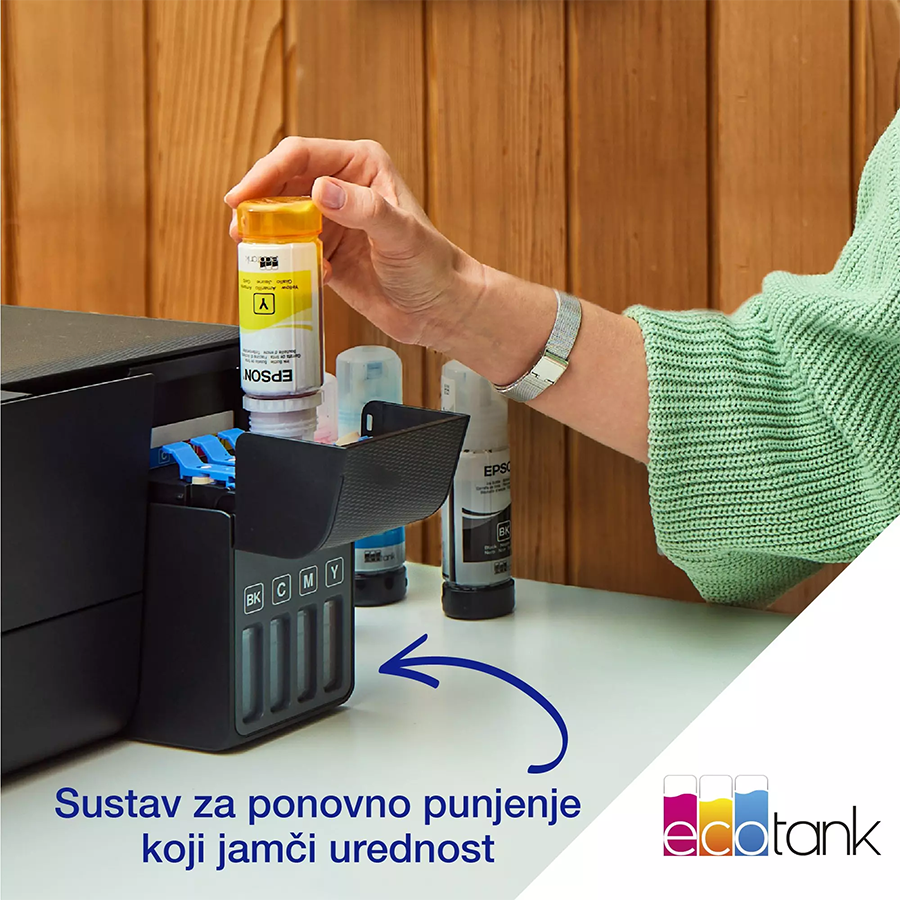 Printer EPSON EcoTank L5590 print/copy/scan/fax.Rezolucija 5760 x1440 dpi. 33str/min Monokrom. 20str/min Colour.USB, WiFi, WiFi Direct.LAN. tinte 103 - Image 6