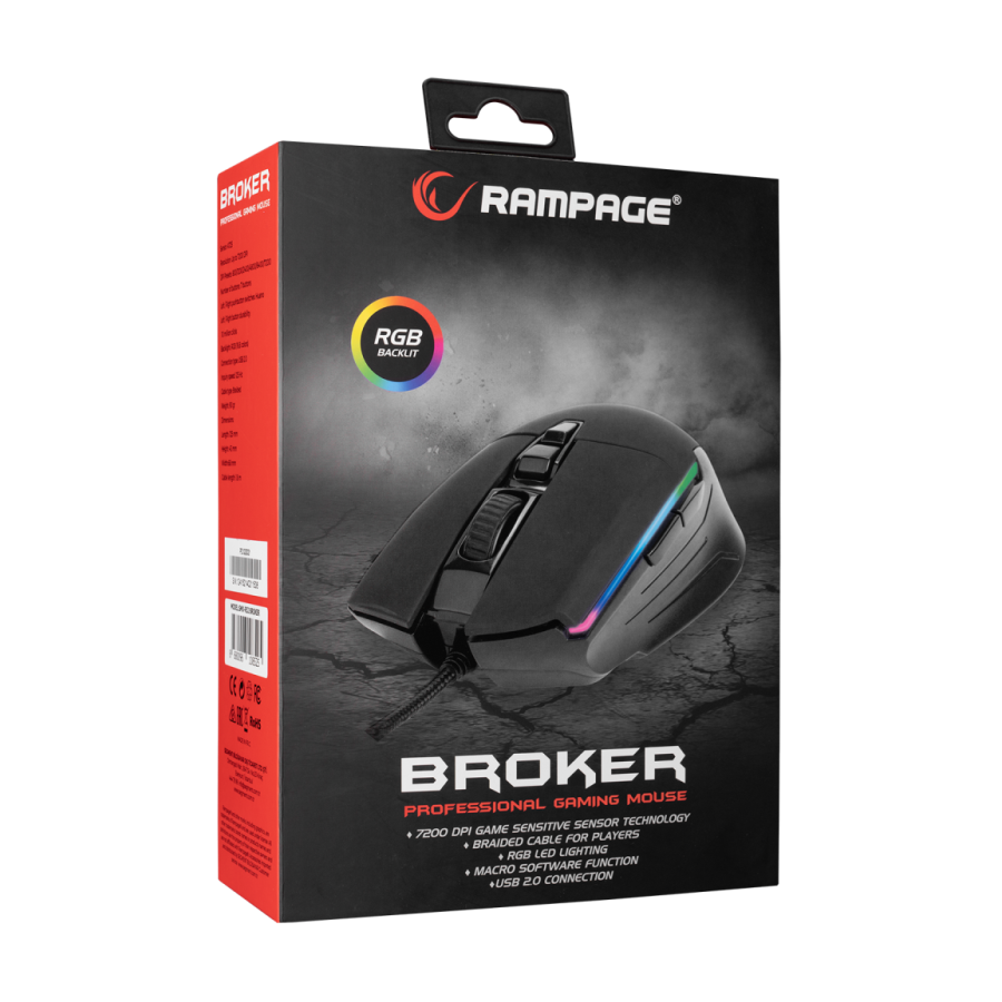 Miš gaming RAMPAGE SMX-52 BROKER black, USB, RGB,7200dpi - Image 8