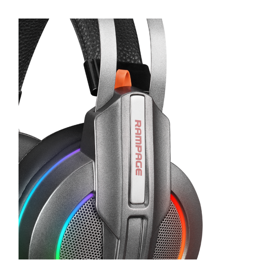 Slušalice sa mikrofonom gaming RAMPAGE RM-K6 STARK PLUS, metalic gray, USB, 7.1 surround, Double RGB, PC/PS4 - Image 5