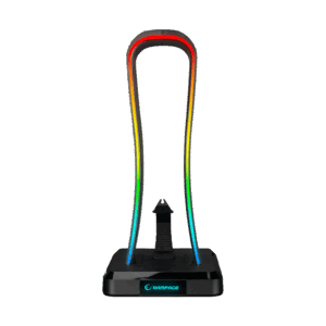 Postolje za slušalice gaming RAMPAGE RM-H77 X-BASE Black RGB Illuminated 4*USB Port Headphone Stand with Mouse Bungee Cord Holder