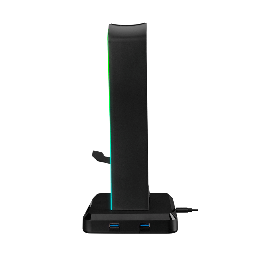 Postolje za slušalice gaming RAMPAGE RM-H77 X-BASE Black RGB Illuminated 4*USB Port Headphone Stand with Mouse Bungee Cord Holder - Image 3