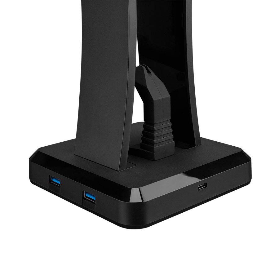 Postolje za slušalice gaming RAMPAGE RM-H77 X-BASE Black RGB Illuminated 4*USB Port Headphone Stand with Mouse Bungee Cord Holder - Image 5