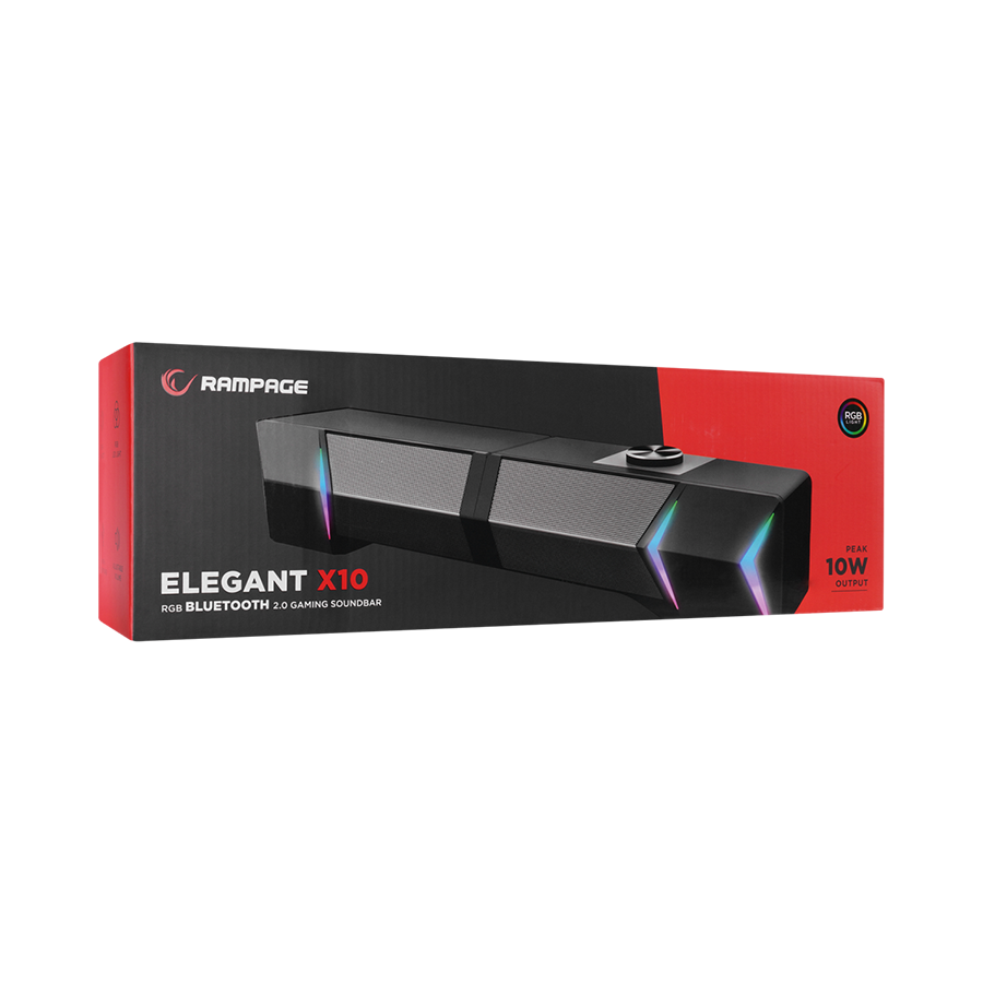 Zvučnici 2.0 gaming RAMPAGE Elegant X10 2.0 Rms Bluetooth 3W*2 RGB Illuminated Multimedia Usb 5V 45dB Gaming Player Speaker, 38928 - Image 5
