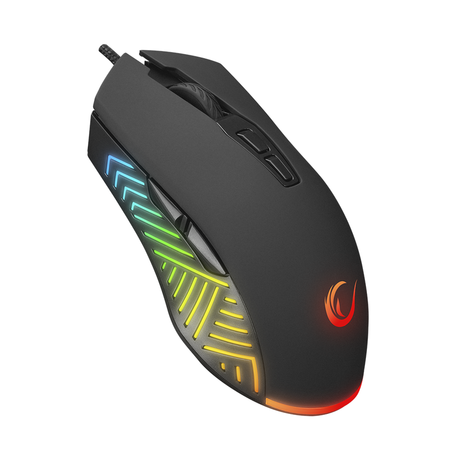 Miš gaming RAMPAGE SMX-G68 SPEAR Full RGB 7200DPI Black 7D Macro Gaming Mouse, 34870