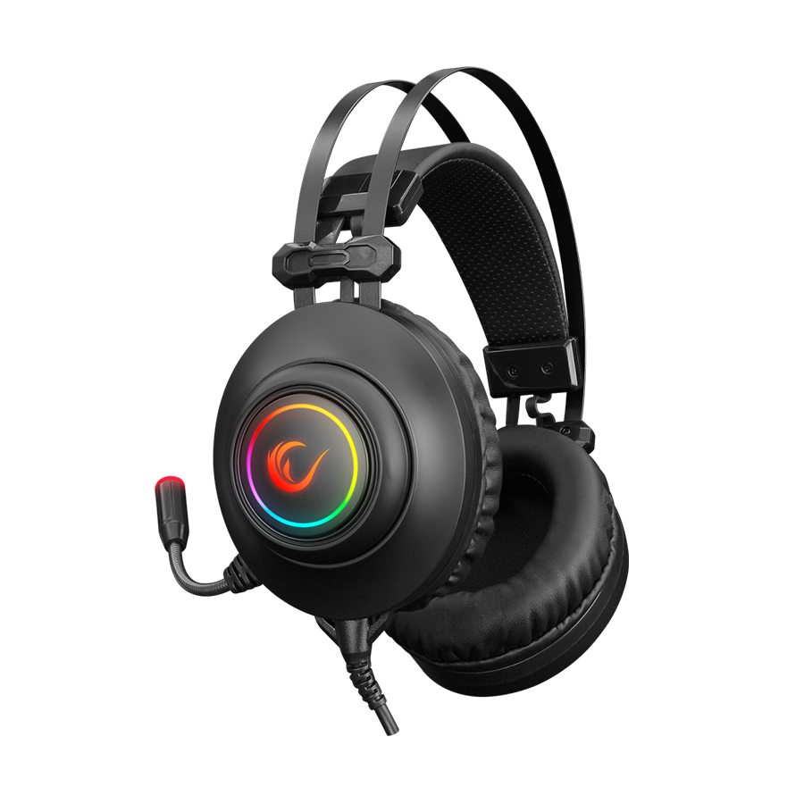 Slušalice sa mikrofonom gaming RAMPAGE RM-K1 PULSAR black, USB 7.1 surround, vibracija, RGB - Image 2