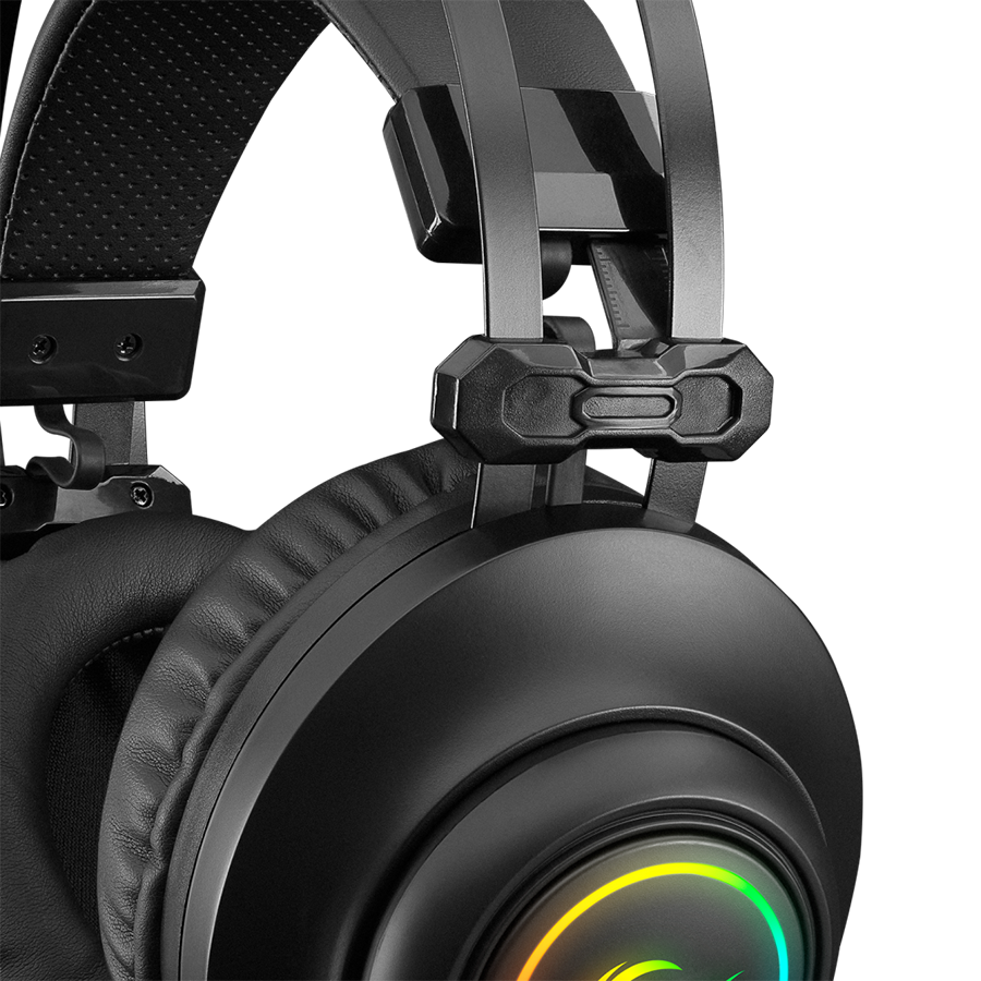 Slušalice sa mikrofonom gaming RAMPAGE RM-K1 PULSAR black, USB 7.1 surround, vibracija, RGB - Image 5