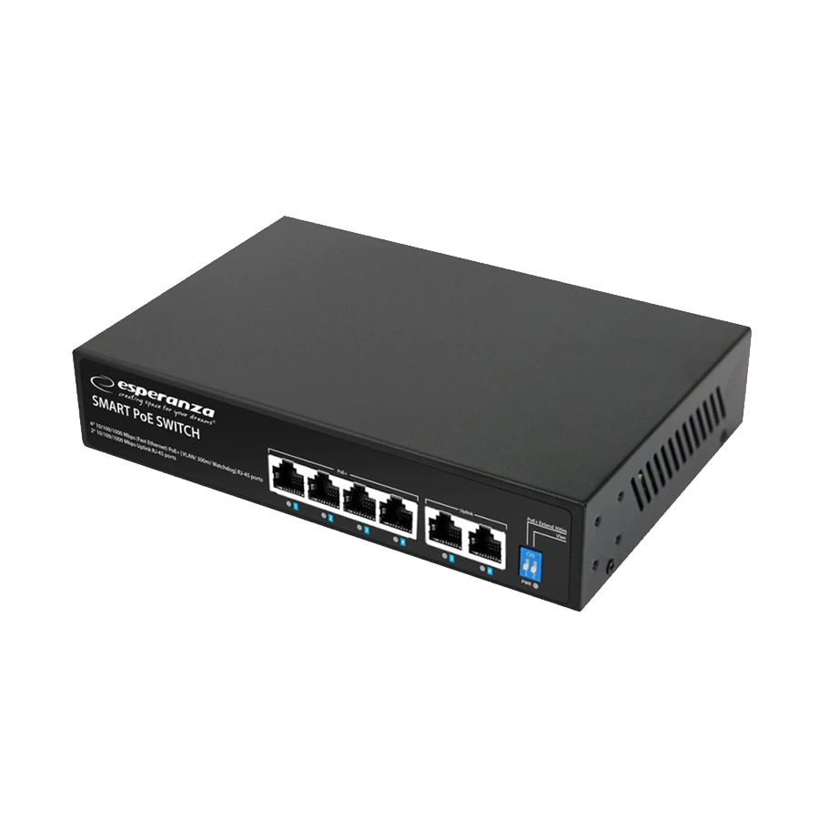 SWITCH 4 PoE + 2 UPLINK ESPERANZA ETHERNET SWITCH 10/100/1000 GOLIATH, ENS107