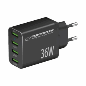 USB punjač 4xUSB-A, ESPERANZA QUICK POWER CHARGER 36W 4x USB-A QC 3.0 18W, EZC107K