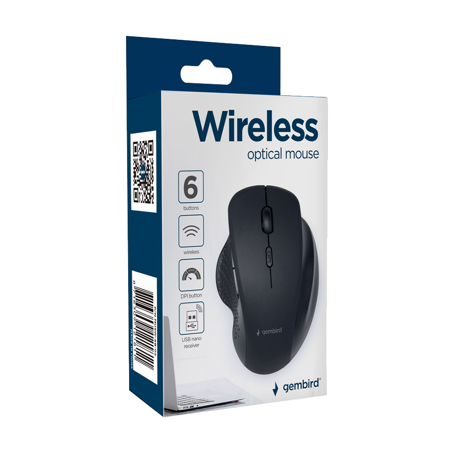 Miš GEMBIRD MUSW-6B-02, 6-button wireless optical mouse, black - Image 4