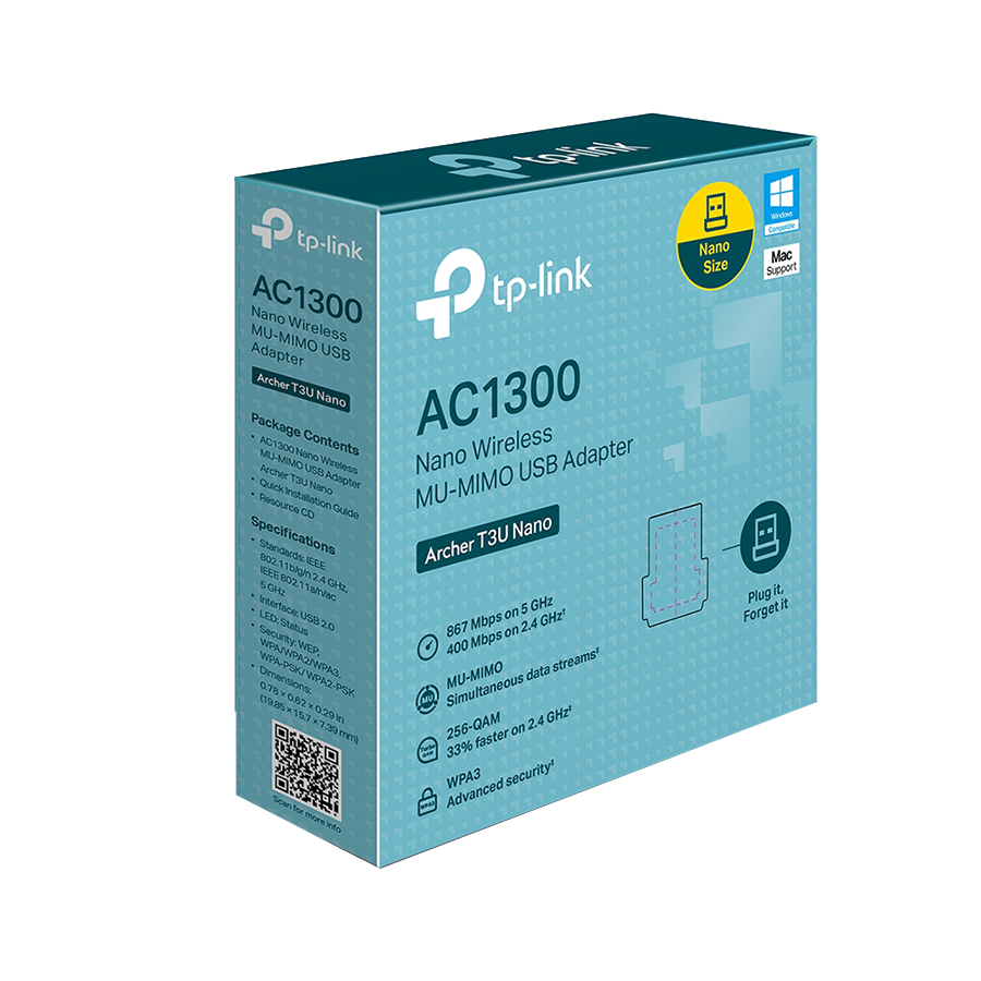 USB WLAN TP-Link Archer T3U Nano AC1300 Nano Wireless MU-MIMO USB Adapter,Nano size, 5GHz + 2.4GHz - Image 4