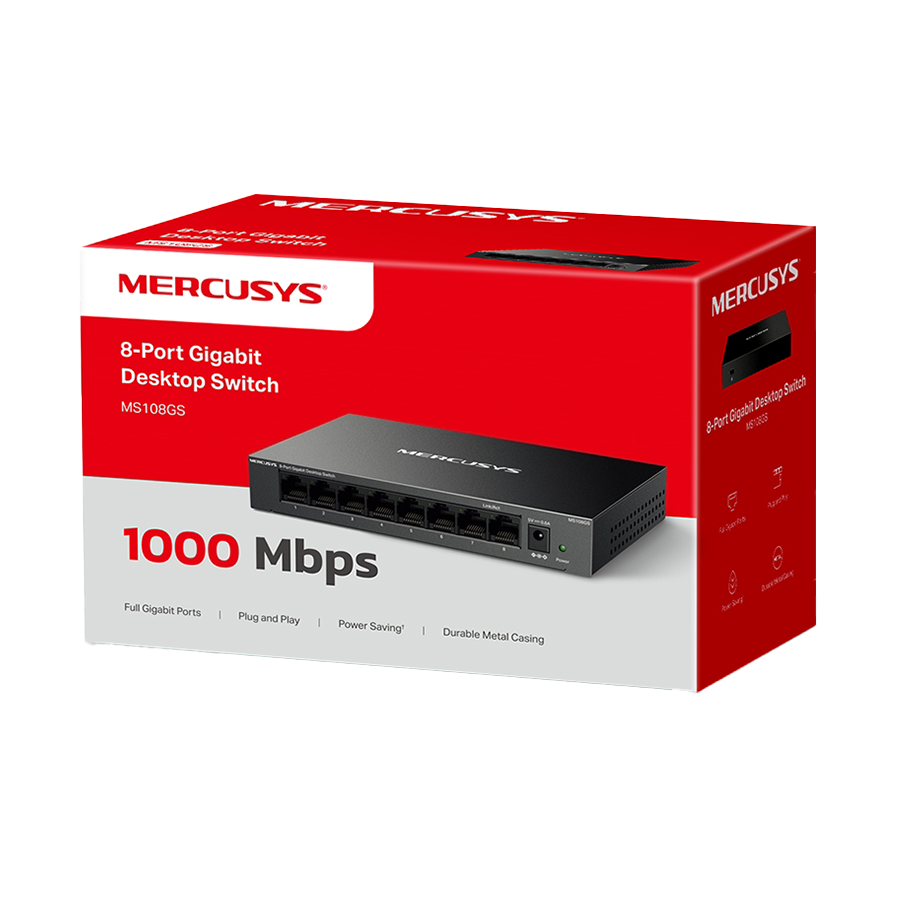 SWITCH MERCUSYS MS108GS 8-Port Gigabit Desktop Switch, Desktop Steel Case - Image 4