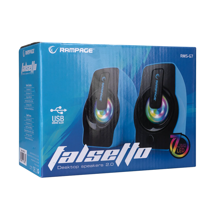 Zvučnici 2.0 gaming RAMPAGE RMS-G7 FALSETTO, 6W, RGB LED blue, 3,5mm + USB napajanje - Image 5
