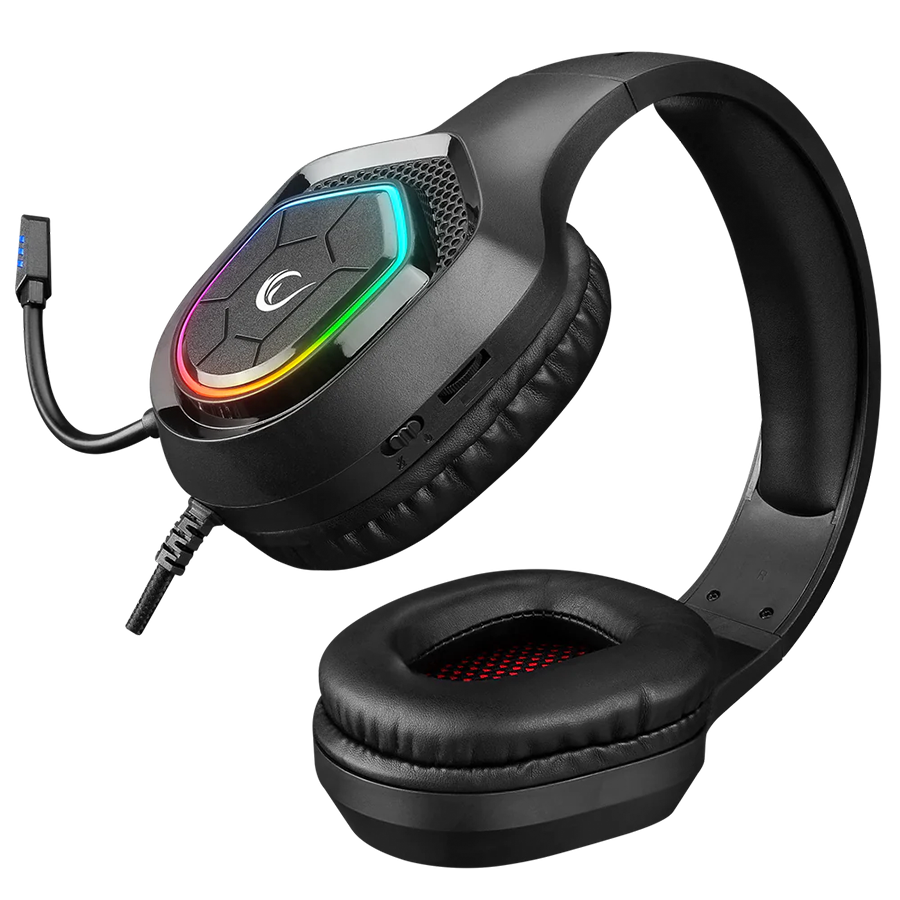 Slušalice sa mikrofonom gaming RAMPAGE RM-K90 VECTOR black, RGB LED, Type-C - Image 4