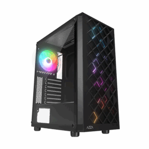 Kućište gaming RAMPAGE AZZA V1 Tempered Glass Black 3*12CM Black 1* 12CM ARGB Fan ATX Mid-T Gaming Player Case