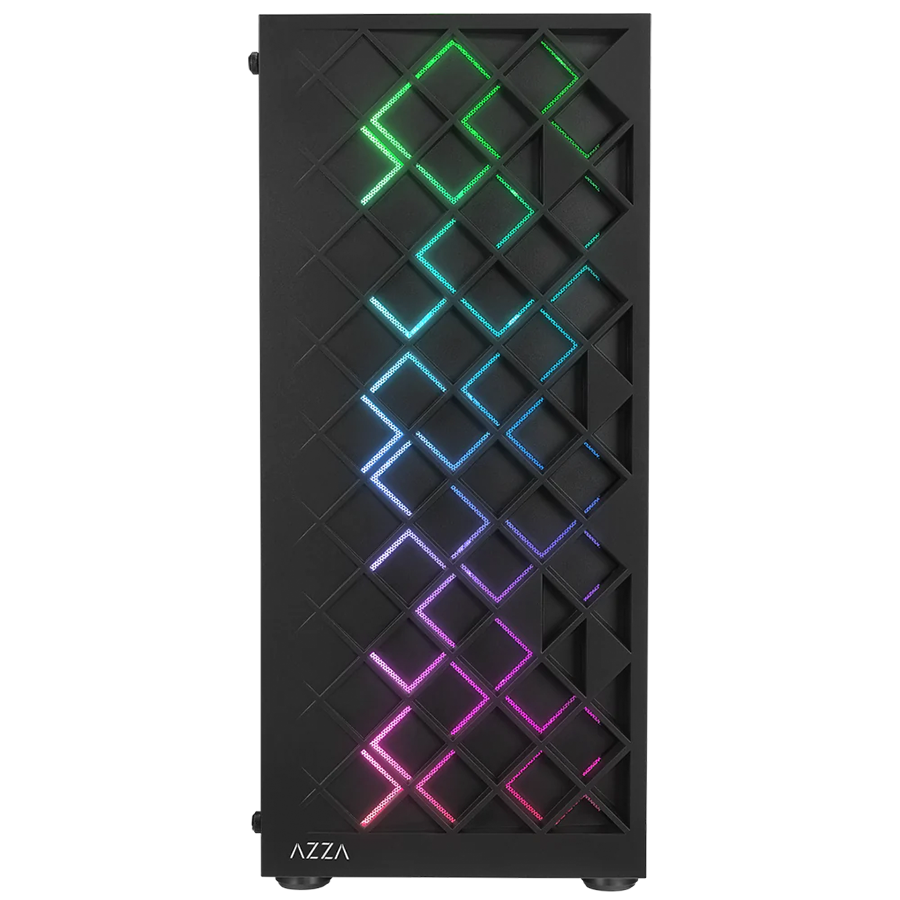 Kućište gaming RAMPAGE AZZA V1 Tempered Glass Black 3*12CM Black 1* 12CM ARGB Fan ATX Mid-T Gaming Player Case - Image 2