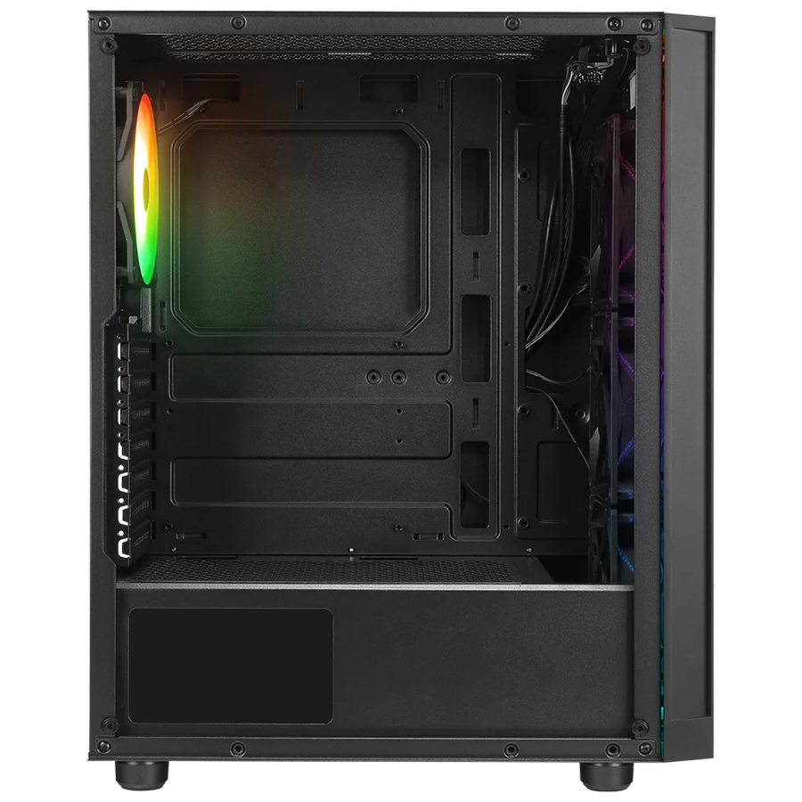 Kućište gaming RAMPAGE AZZA V1 Tempered Glass Black 3*12CM Black 1* 12CM ARGB Fan ATX Mid-T Gaming Player Case - Image 4