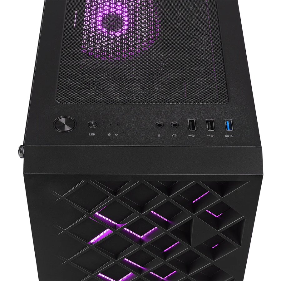Kućište gaming RAMPAGE AZZA V1 Tempered Glass Black 3*12CM Black 1* 12CM ARGB Fan ATX Mid-T Gaming Player Case - Image 5