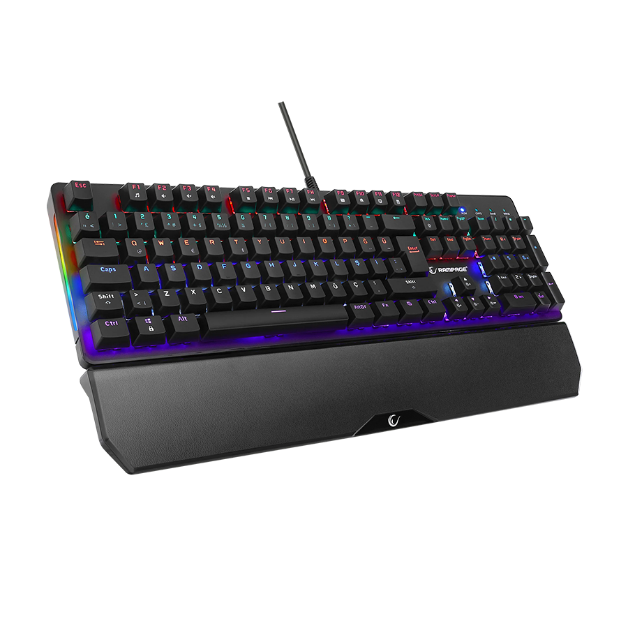 Tastatura gaming RAMPAGE KB-R86 UMBRA Black USB Rainbow Backlit Blue Switch US Layout Mechanical, 40384