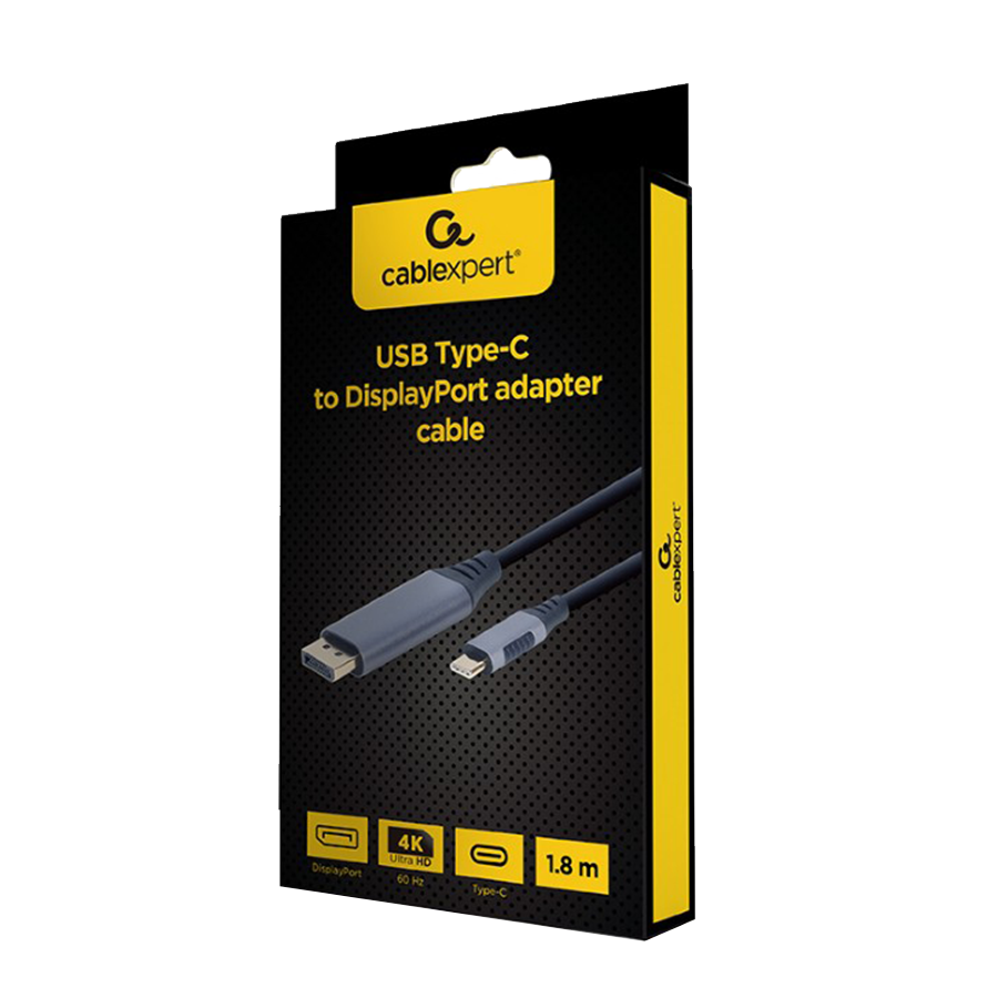 Video adapter kabl Type-C to DisplayPort, space grey, 1.8 m, 4K 60 Hz, GEMBIRD CC-USB3C-DPF-01-6 - Image 3