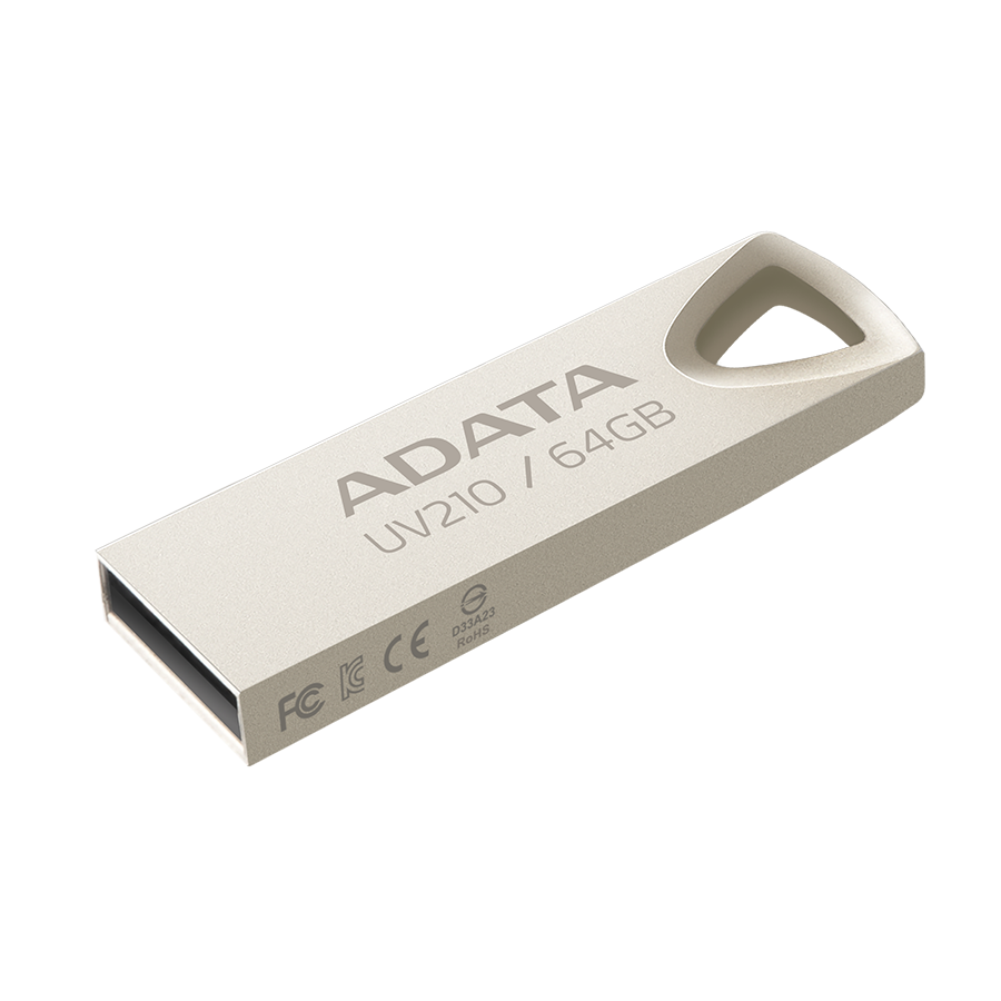 USB Memory stick Adata UFD 64GB UV210 Metal Golden 64 GB, USB, Brzina čitanja 90 MB/s, Brzina pisanja 40 MB/s, AUV210-64G-RGD USB 2.0 - Image 2