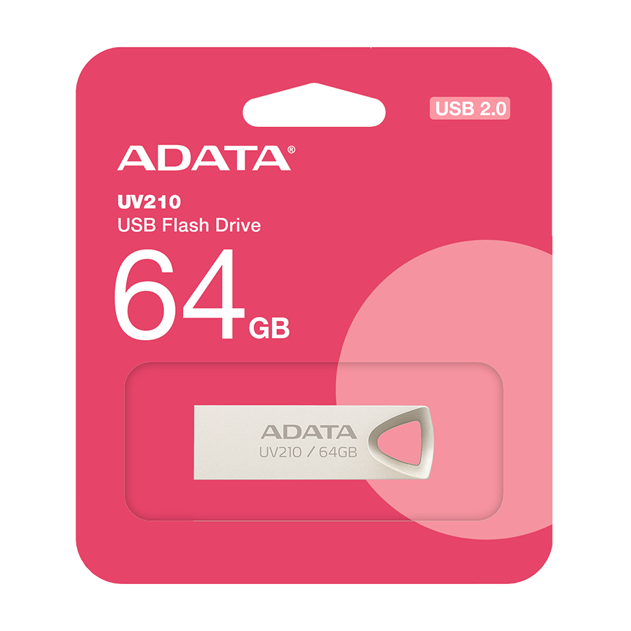 USB Memory stick Adata UFD 64GB UV210 Metal Golden 64 GB, USB, Brzina čitanja 90 MB/s, Brzina pisanja 40 MB/s, AUV210-64G-RGD USB 2.0 - Image 3