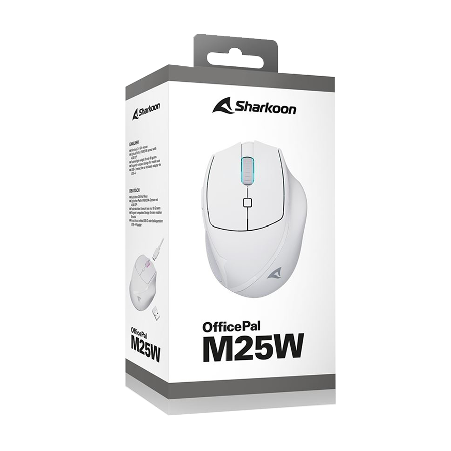 Miš SHARKOON OfficePal M25W White, wireless/wire dual mode - Image 6
