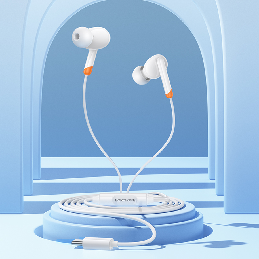 Slušalice sa mikrofonom Type-C BOROFONE BM92 Refined universal earphones with microphone Type-C white - Image 4